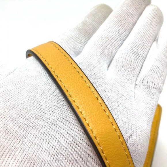 TORY BURCH logo Chain Pochette Shoulder Bag Lamb Leather yellow
